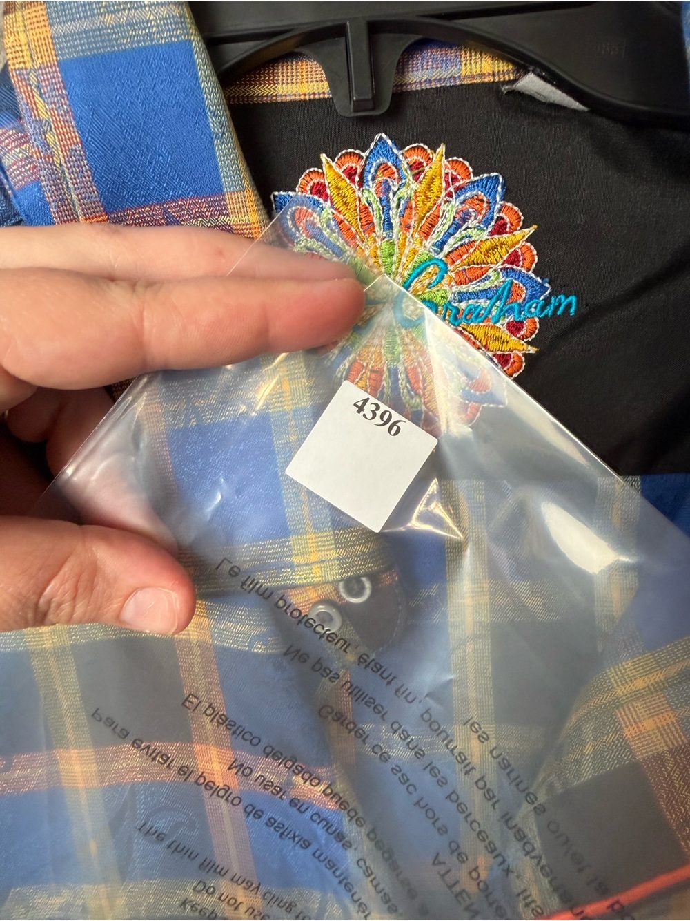 Robert Graham Men 2XL long-sleeve buttondown shirt blue and yellow plaid pattern - Picture 9 of 9